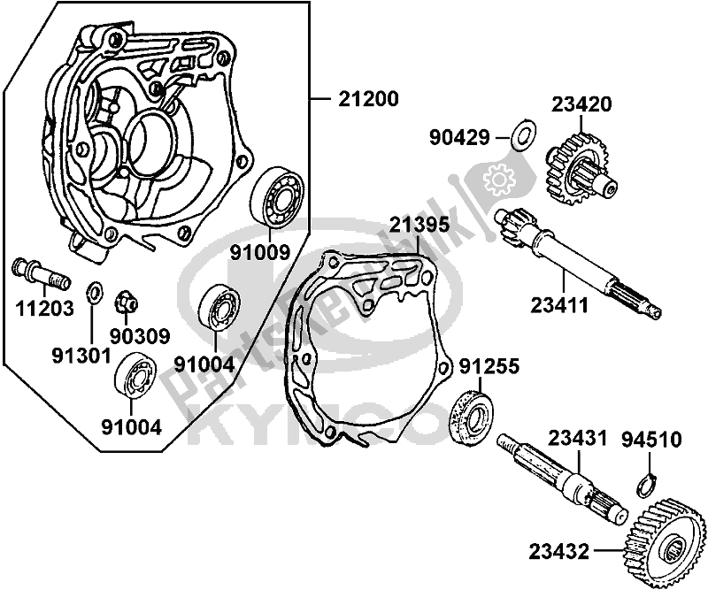 All parts for the E08 - Transmission of the Kymco SF 10 EA AU -YUP 50 1050 2005
