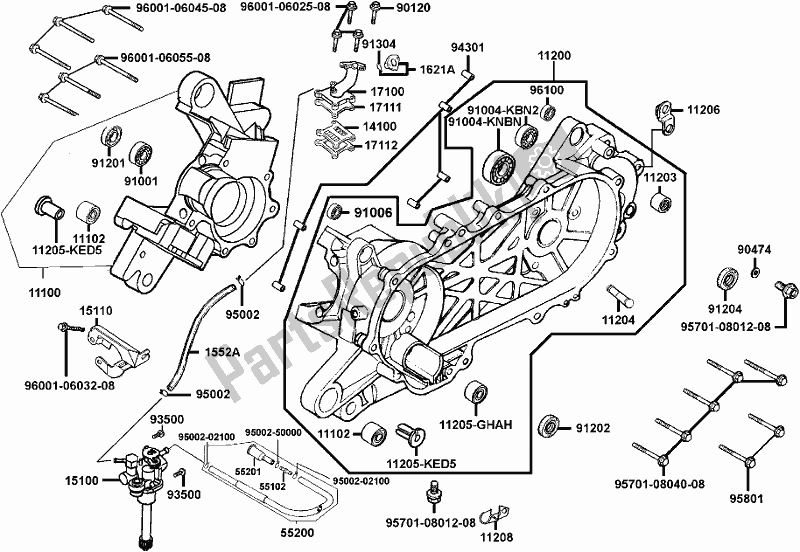 All parts for the E09 - Crankcase/ Oil Pump of the Kymco SF 10 EA AU -YUP 50 1050 2005