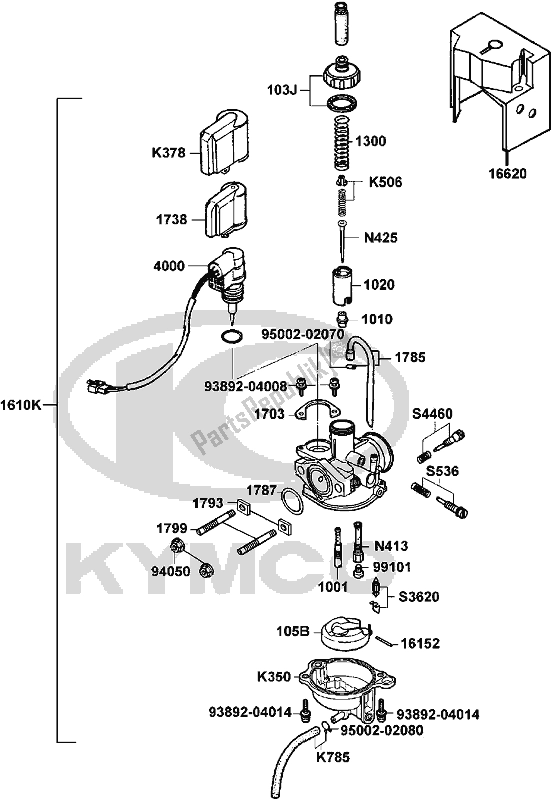 All parts for the E11 - Carburettor of the Kymco SF 10 EA AU -YUP 50 1050 2005