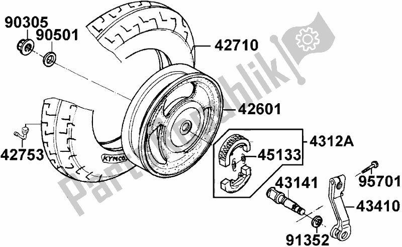 All parts for the F08 - Rear Wheel of the Kymco SF 10 EA AU -YUP 50 1050 2005