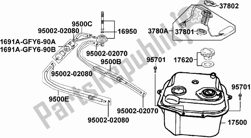 All parts for the F10 - Fuel Tank of the Kymco SF 10 EA AU -YUP 50 1050 2005