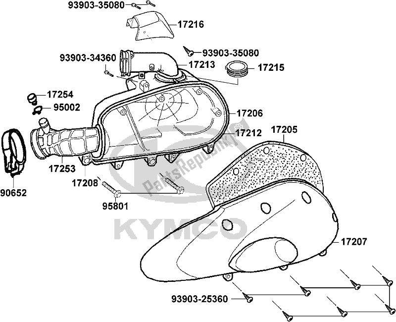 All parts for the F14 - Air Cleaner of the Kymco SF 10 EA AU -YUP 50 1050 2005