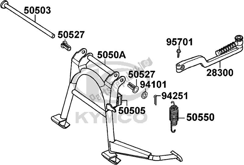 All parts for the F16 - Stand/ Kick Starter Arm of the Kymco SF 10 EA AU -YUP 50 1050 2005