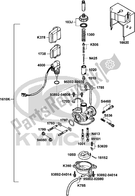 Toutes les pièces pour le E11 - Carburettor du Kymco SF 10 EA AU -YUP 50 1050 2006