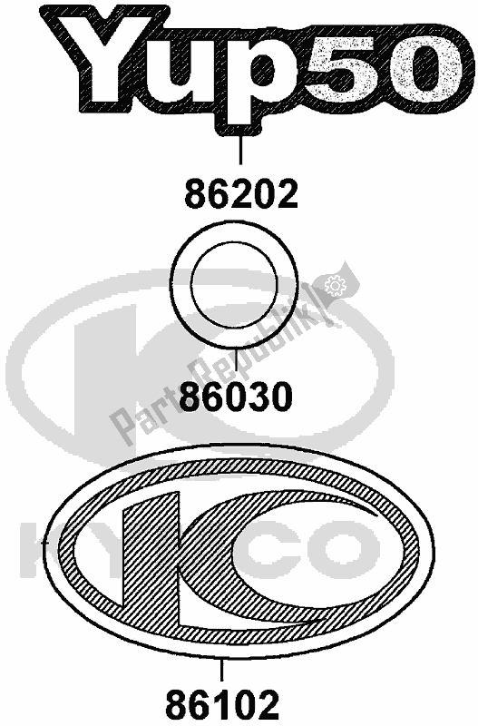 Todas las partes para F24 - Emblem Stripe de Kymco SF 10 EA AU -YUP 50 1050 2006