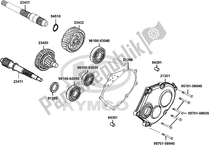 Tutte le parti per il E08 - Shaft Reduction del Kymco SK 60 AA AU -Downtown 300I 60300 2010