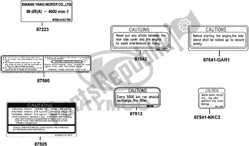 All parts for the F22 - Caution Label of the Kymco SK 60 AF AU -Downtown 300I 60300 2014