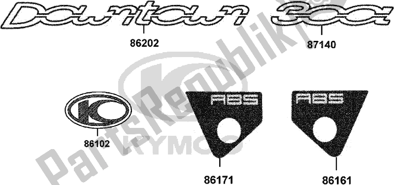 All parts for the F23 - Emblem Stripe of the Kymco SK 60 AF AU -Downtown 300I 60300 2014