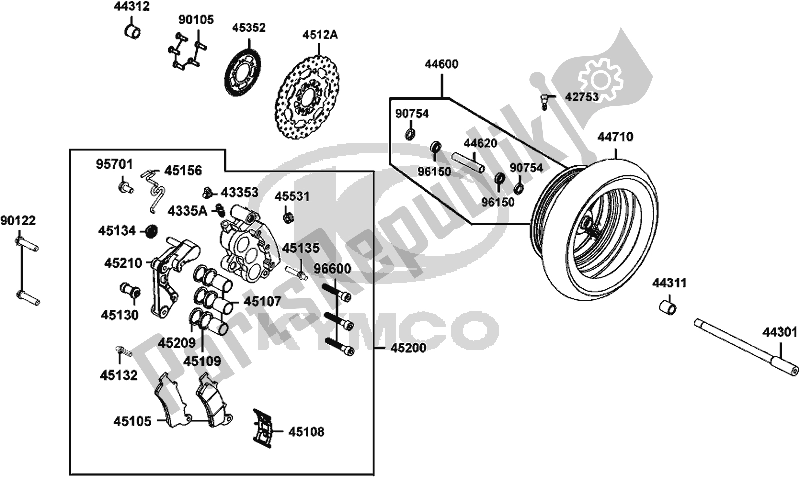 All parts for the F07 - Front Wheel of the Kymco SK 64 CB AU -Downtown 350I 64350 2016