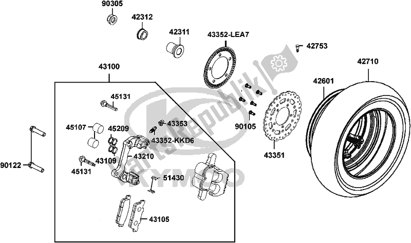 All parts for the F08 - Rear Wheel of the Kymco SK 64 CB AU -Downtown 350I 64350 2016