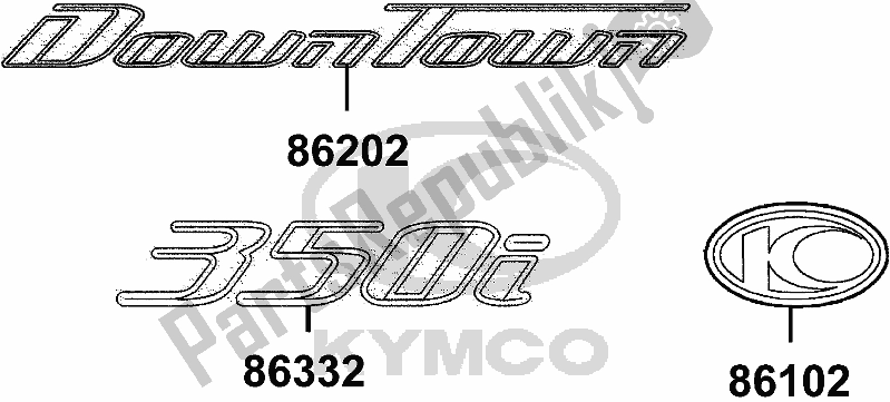 All parts for the F24 - Emblem Stripe of the Kymco SK 64 CB AU -Downtown 350I 64350 2016