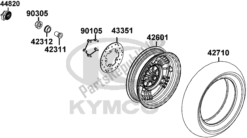 All parts for the F08 - Rear Wheel of the Kymco TE 30 AA AU -Like 150I ABS With Noodee 30150 2018