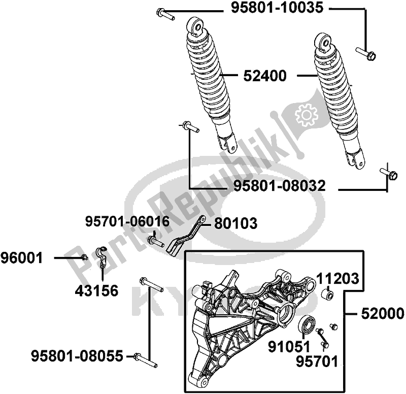 Todas las partes para F16 - Rear Cushion de Kymco TE 30 AA AU -Like 150I ABS With Noodee 30150 2018