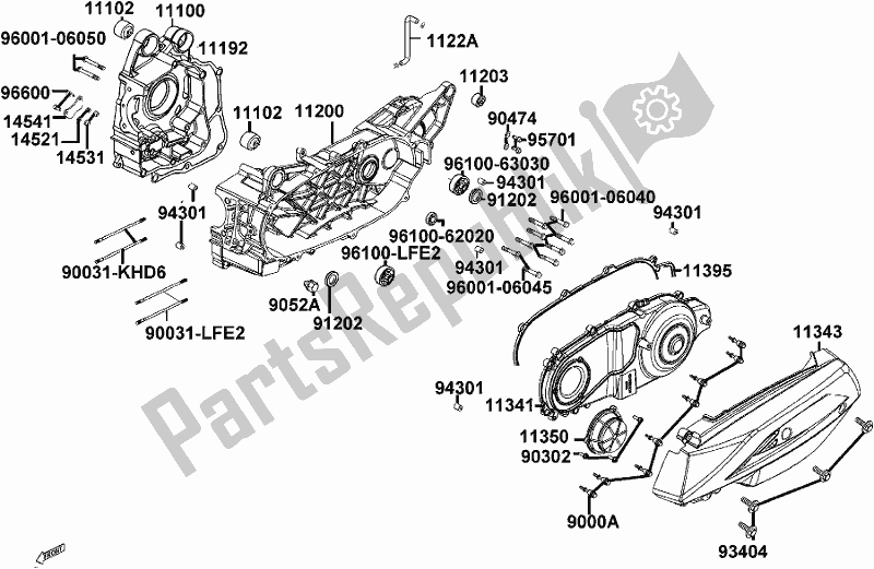 All parts for the E01 - Crank Case of the Kymco TF 30 AA AU -People S 150I ABS 30150 2018