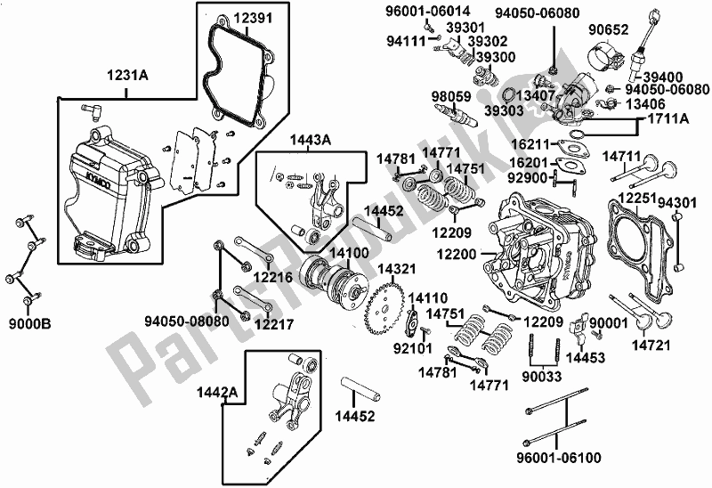 All parts for the E02 - Cylinder Head of the Kymco TF 30 AA AU -People S 150I ABS 30150 2018