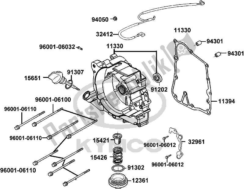 All parts for the E04 - Right Crankcase Cover of the Kymco TF 30 AA AU -People S 150I ABS 30150 2018