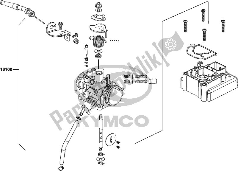 All parts for the E05 - Carburetor of the Kymco TF 30 AA AU -People S 150I ABS 30150 2018