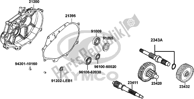 All parts for the E09 - Transmission of the Kymco TF 30 AA AU -People S 150I ABS 30150 2018