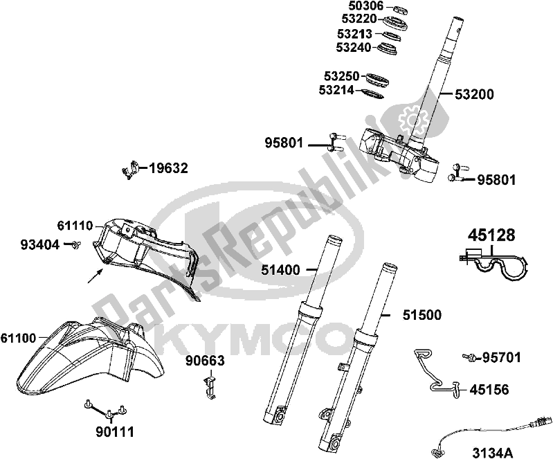 All parts for the F06 - Stem Steering Front Cushion of the Kymco TF 30 AA AU -People S 150I ABS 30150 2018