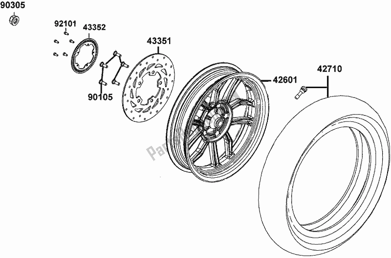 All parts for the F08 - Rear Wheel of the Kymco TF 30 AA AU -People S 150I ABS 30150 2018