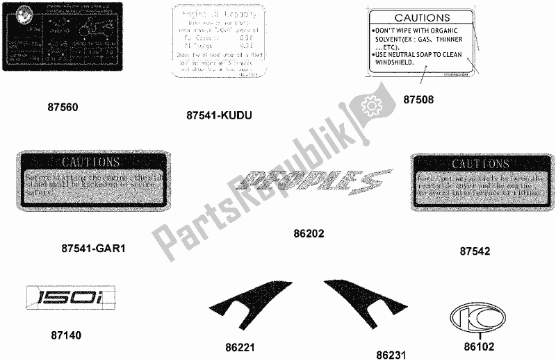 All parts for the F21 - Emblem Stripe of the Kymco TF 30 AA AU -People S 150I ABS 30150 2018