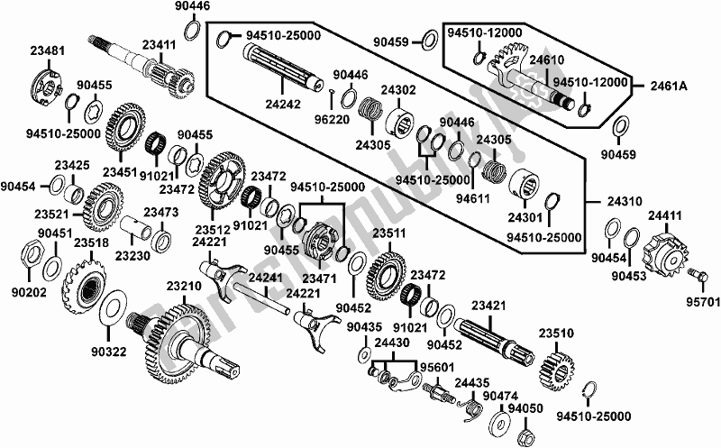 All parts for the E08 - Clutch Assy Primary of the Kymco UA 90 AA AU -UXV 450I 90450 2015