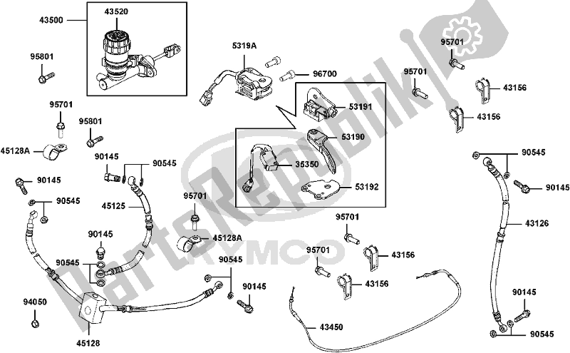 All parts for the F04 - Brake/ Hose Assy of the Kymco UA 90 AA AU -UXV 450I 90450 2015