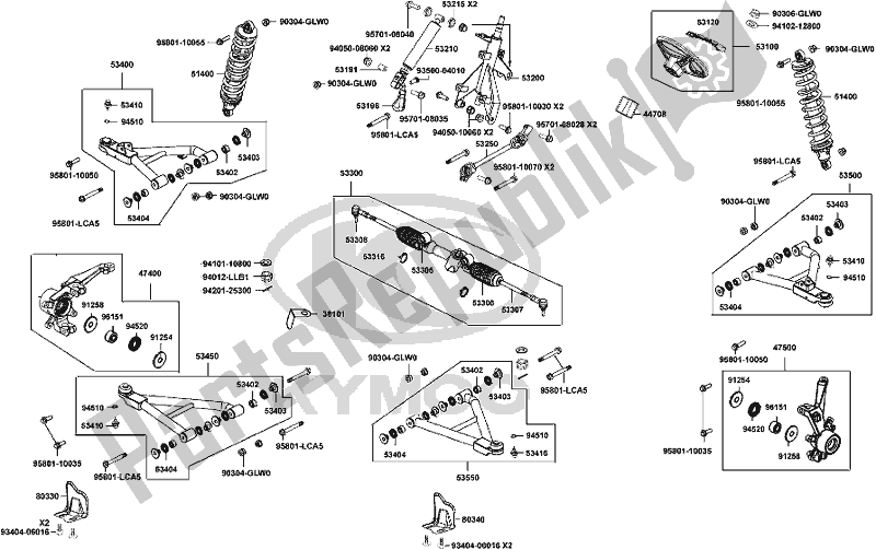 Alle onderdelen voor de F06 - Cushion Assy Front van de Kymco UA 90 AA AU -UXV 450I 90450 2015