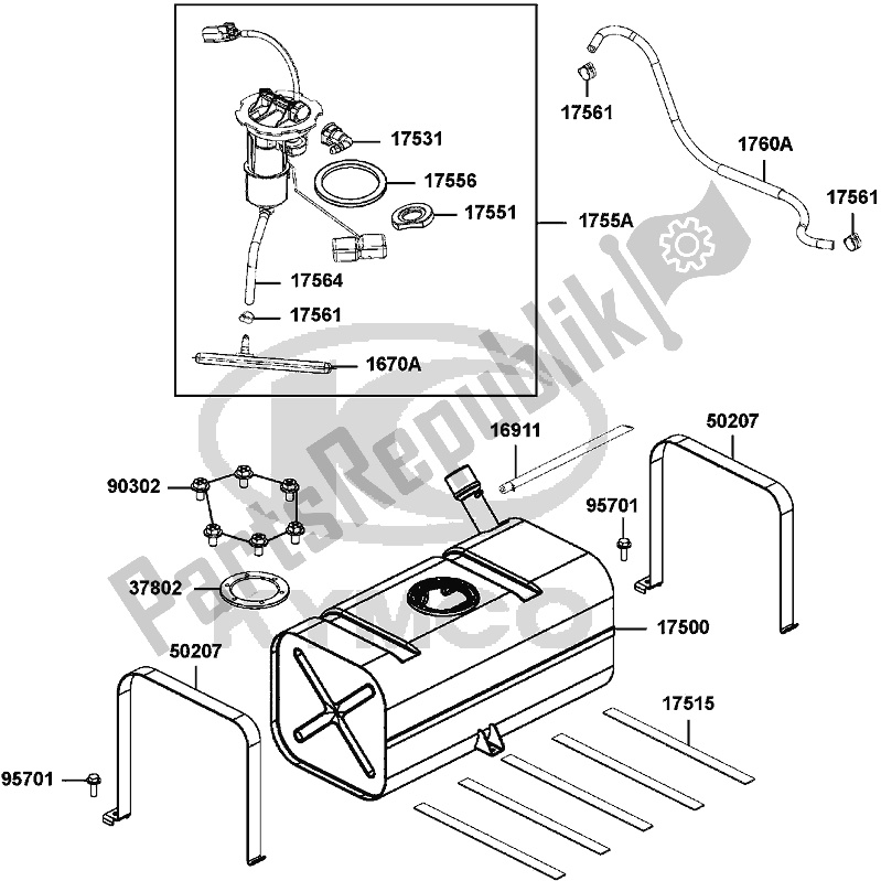 Todas as partes de F10 - Fuel Tank do Kymco UA 90 AA AU -UXV 450I 90450 2015