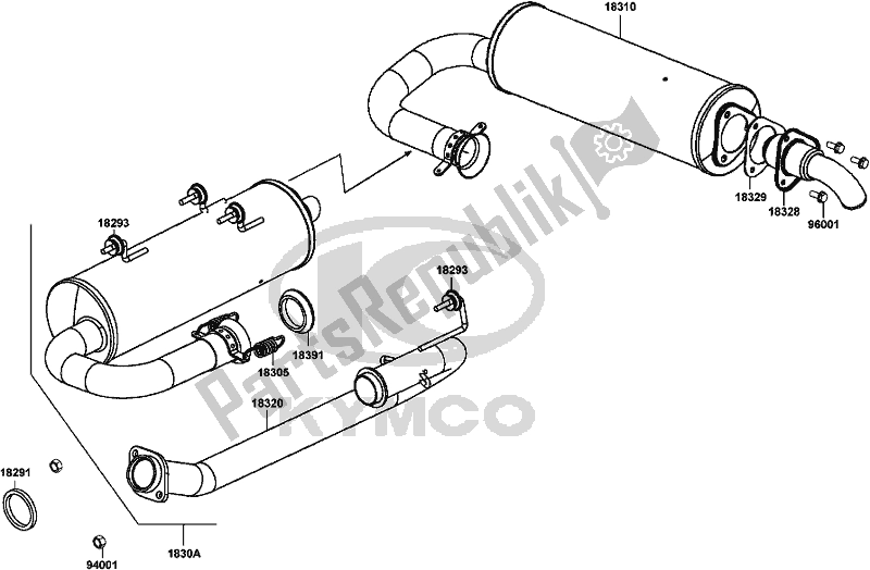 Alle onderdelen voor de F14 - Exhaust Muffler van de Kymco UA 90 AA AU -UXV 450I 90450 2015