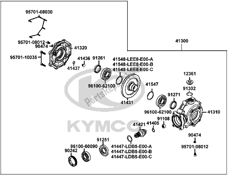 Alle onderdelen voor de F23 - Gear Assy Rr Final van de Kymco UA 90 AA AU -UXV 450I 90450 2015