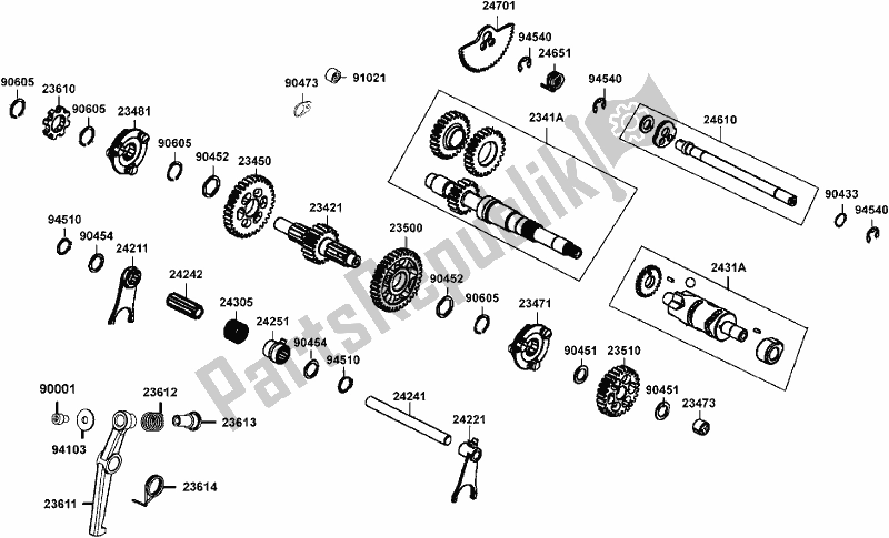 All parts for the E07 - Shaft Assy Drive/ Spindle Assy of the Kymco UBA0 AA AU -UXV 500I 0500 2015