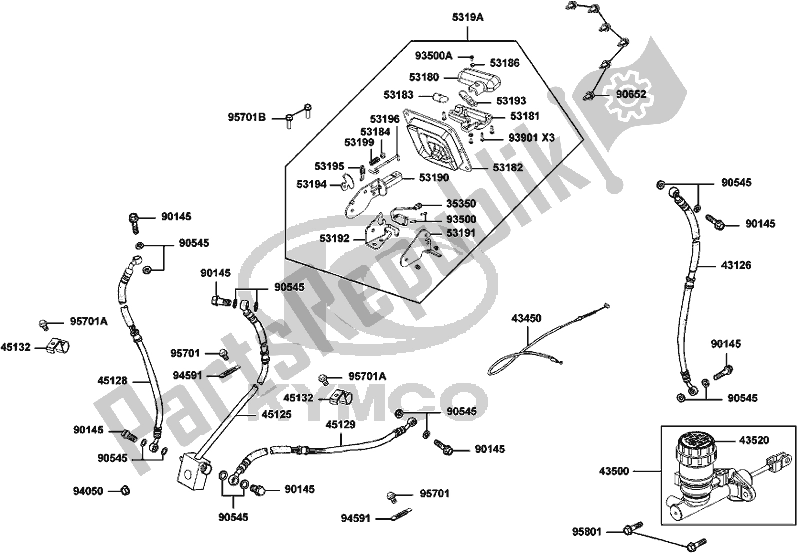 All parts for the F04 - Hose Assy Rear Brake of the Kymco UBA0 AA AU -UXV 500I 0500 2015