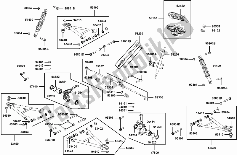 All parts for the F06 - Cushion Assy Front of the Kymco UBA0 AA AU -UXV 500I 0500 2015