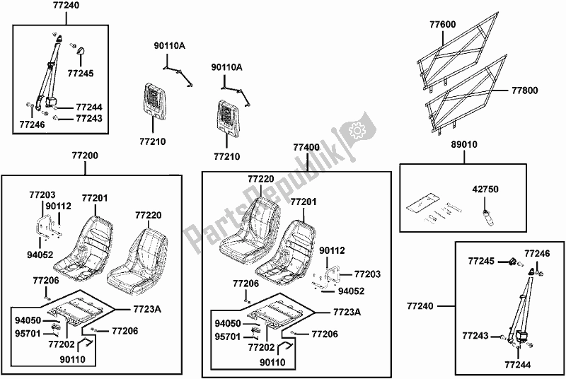 All parts for the F09 - Seat of the Kymco UBA0 AA AU -UXV 500I 0500 2015