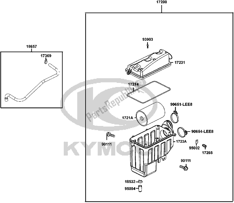 All parts for the F13 - Air Cleaner of the Kymco UBA0 AA AU -UXV 500I 0500 2015