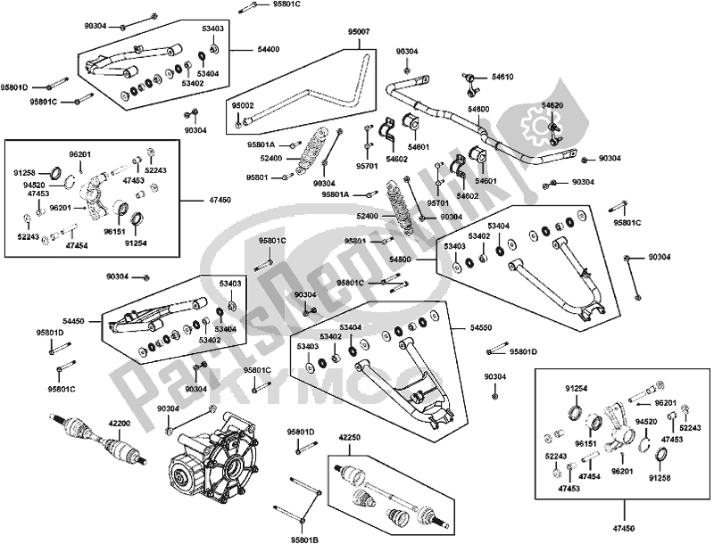 All parts for the F16 - Cushion Rr Swing Arm of the Kymco UBA0 AA AU -UXV 500I 0500 2015
