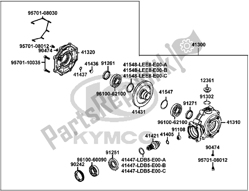 All parts for the F17 - Gear Assy Rr Final of the Kymco UBA0 AA AU -UXV 500I 0500 2015