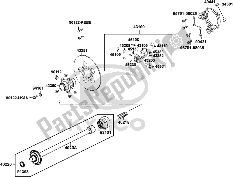 All parts for the F18 - Caliper Assy Rear of the Kymco UBA0 AA AU -UXV 500I 0500 2015