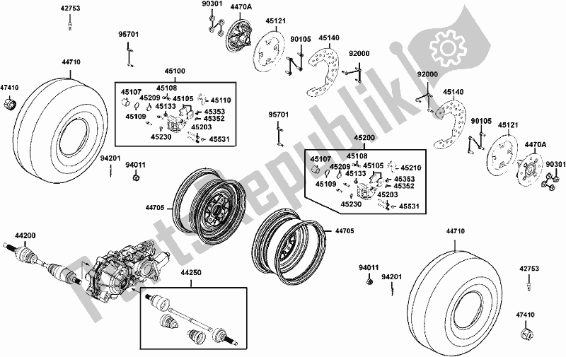 Alle onderdelen voor de F07 - Front Wheel van de Kymco Ubadaa AU -UXV 700I 2015