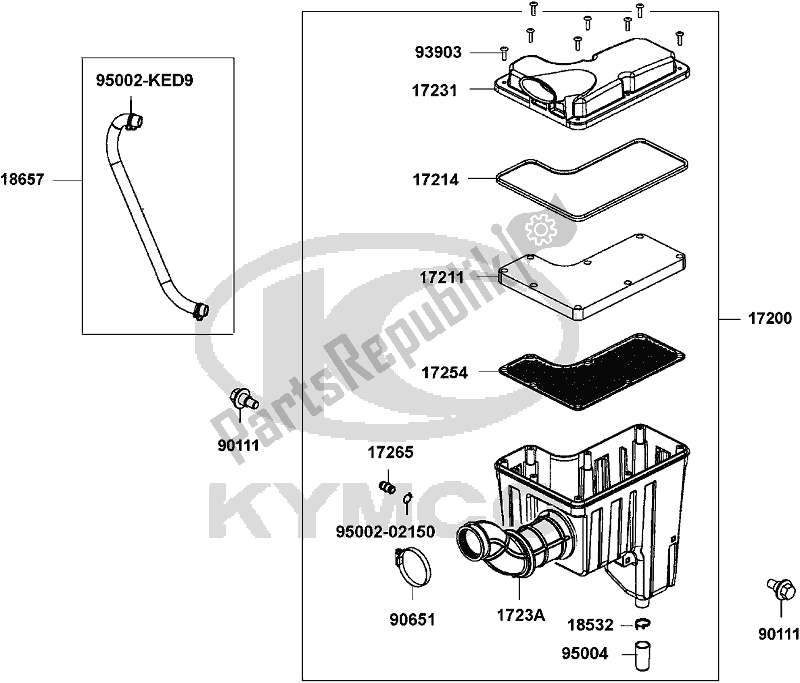 Alle onderdelen voor de F13 - Air Cleaner van de Kymco Ubadaa AU -UXV 700I 2015