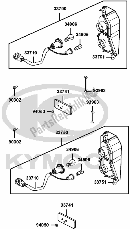 Alle onderdelen voor de F19 - Tail Light van de Kymco Ubadaa AU -UXV 700I 2015