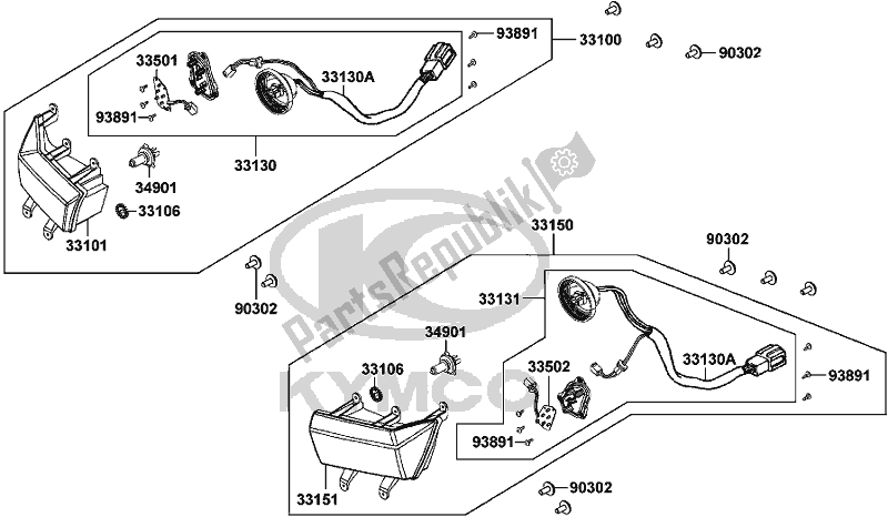 Alle onderdelen voor de F01 - Head Light van de Kymco Ubadcb AU -UXV 700 ILE 2016