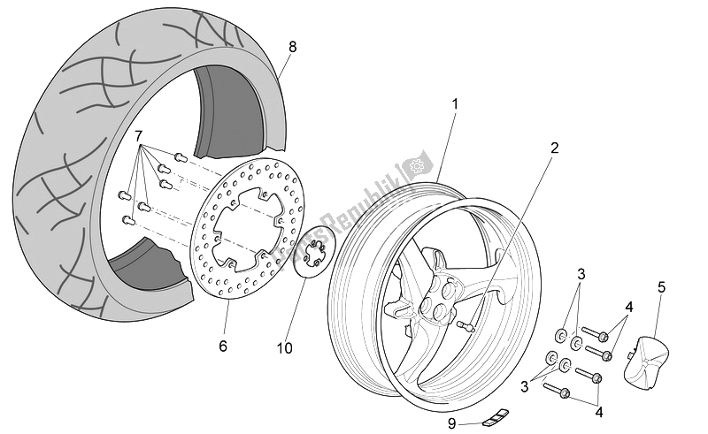 All parts for the Rear Wheel of the Moto-Guzzi Norge 850 2007