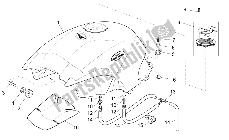 Tutte le parti per il Serbatoio Di Carburante del Moto-Guzzi Breva V IE 850 2006