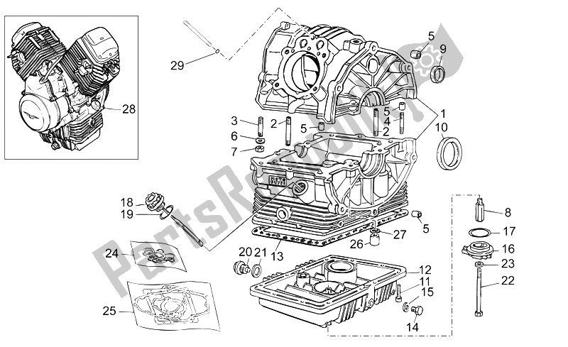 Tutte le parti per il Manovella Caso del Moto-Guzzi V7 Classic 750 2008