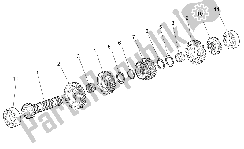 Toutes les pièces pour le Arbre De Transmission Primaire du Moto-Guzzi Griso 1200 8V 2007