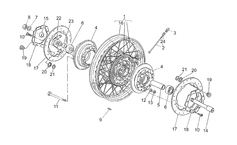 All parts for the Front Wheel of the Moto-Guzzi Nevada Club 350 1998