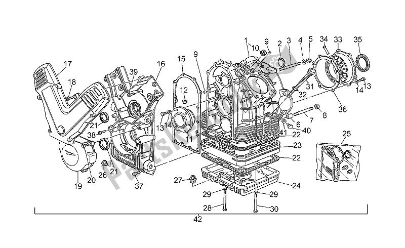 All parts for the Crankcase of the Moto-Guzzi Daytona Racing 1000 1996