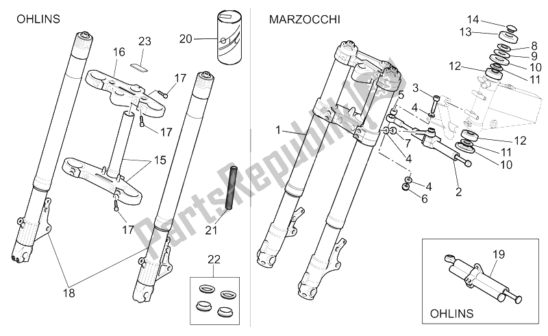 All parts for the Front Fork I of the Moto-Guzzi V 11 LE Mans Sport Naked 1100 2001